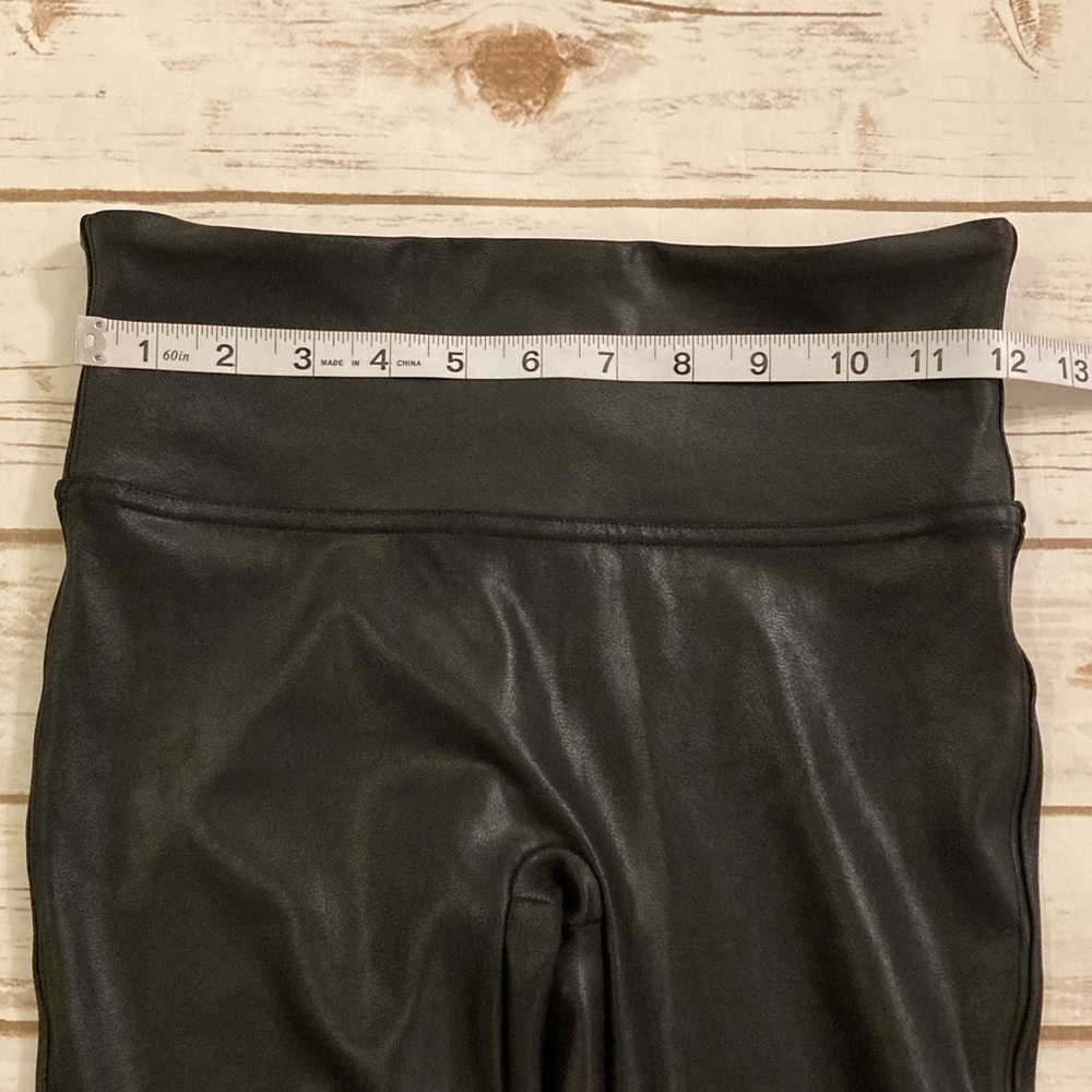 SPANX Black Faux Leather Leggings Small - Picture 4 of 12